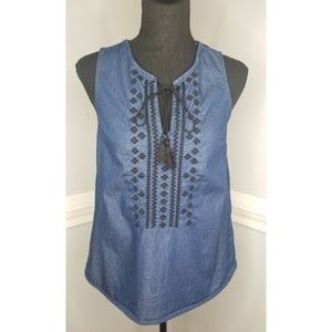 Old navy chambray embroidered top
